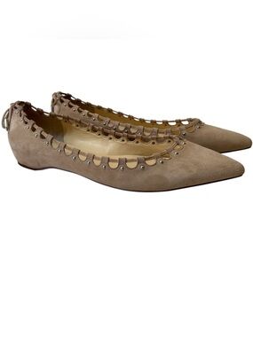 IVANKA TRUMP "Coper" Nude Suede Pointed Toe Taupe Ballet Flats Shoes - Size 9.5